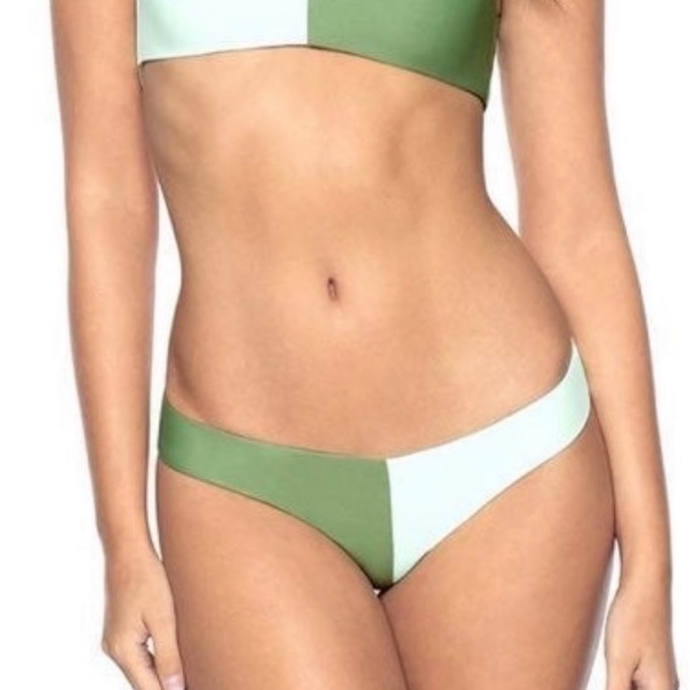 PilyQ Full Cut Azura Two Tone Bikini Bottoms